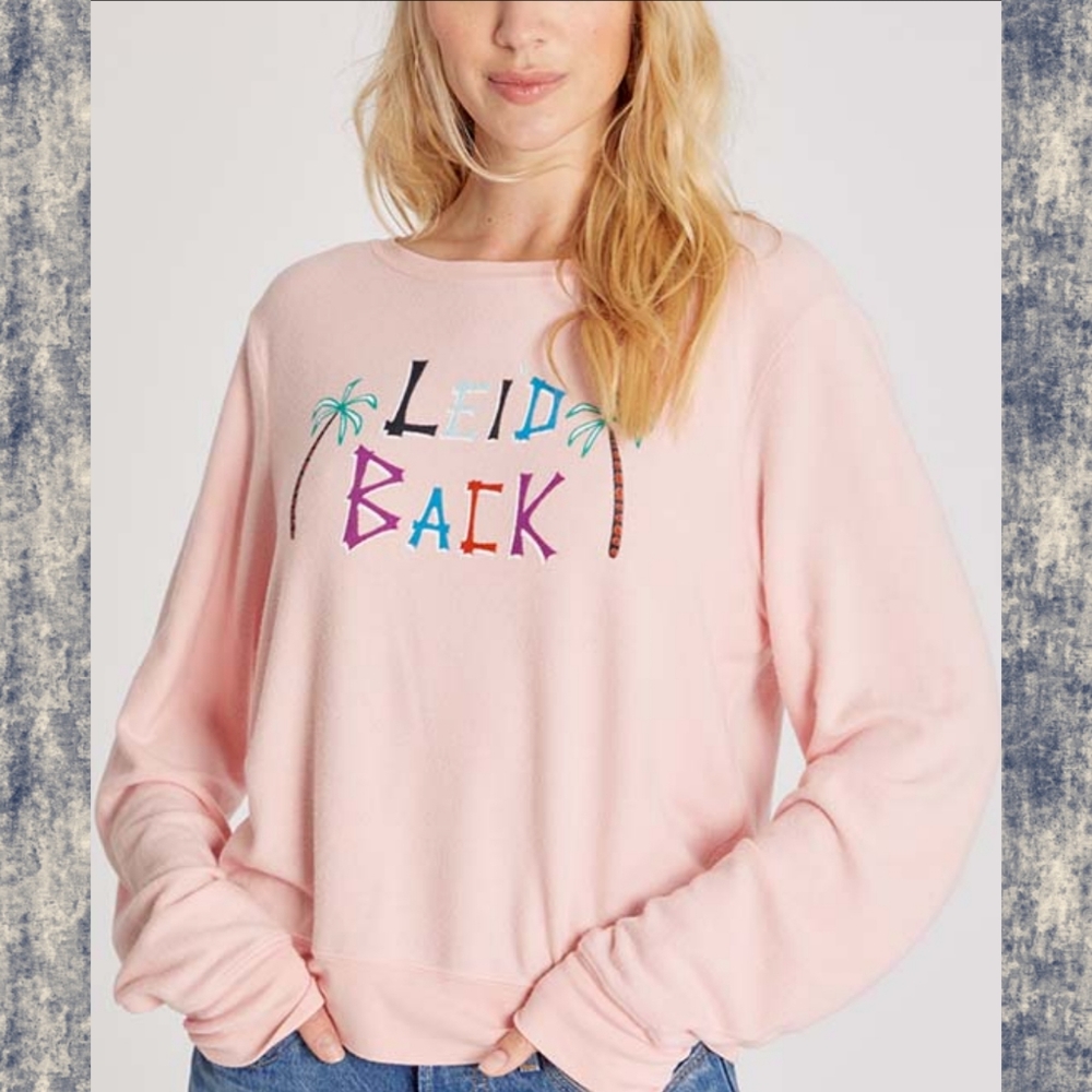 Wildfox LEID BACK Palms Sweatshirt Crystal Rose color Like BBJ baggy jumper